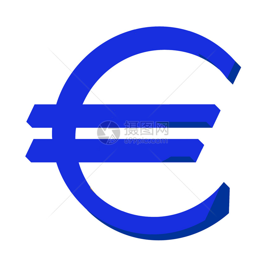 蓝色欧元符号或符号图片