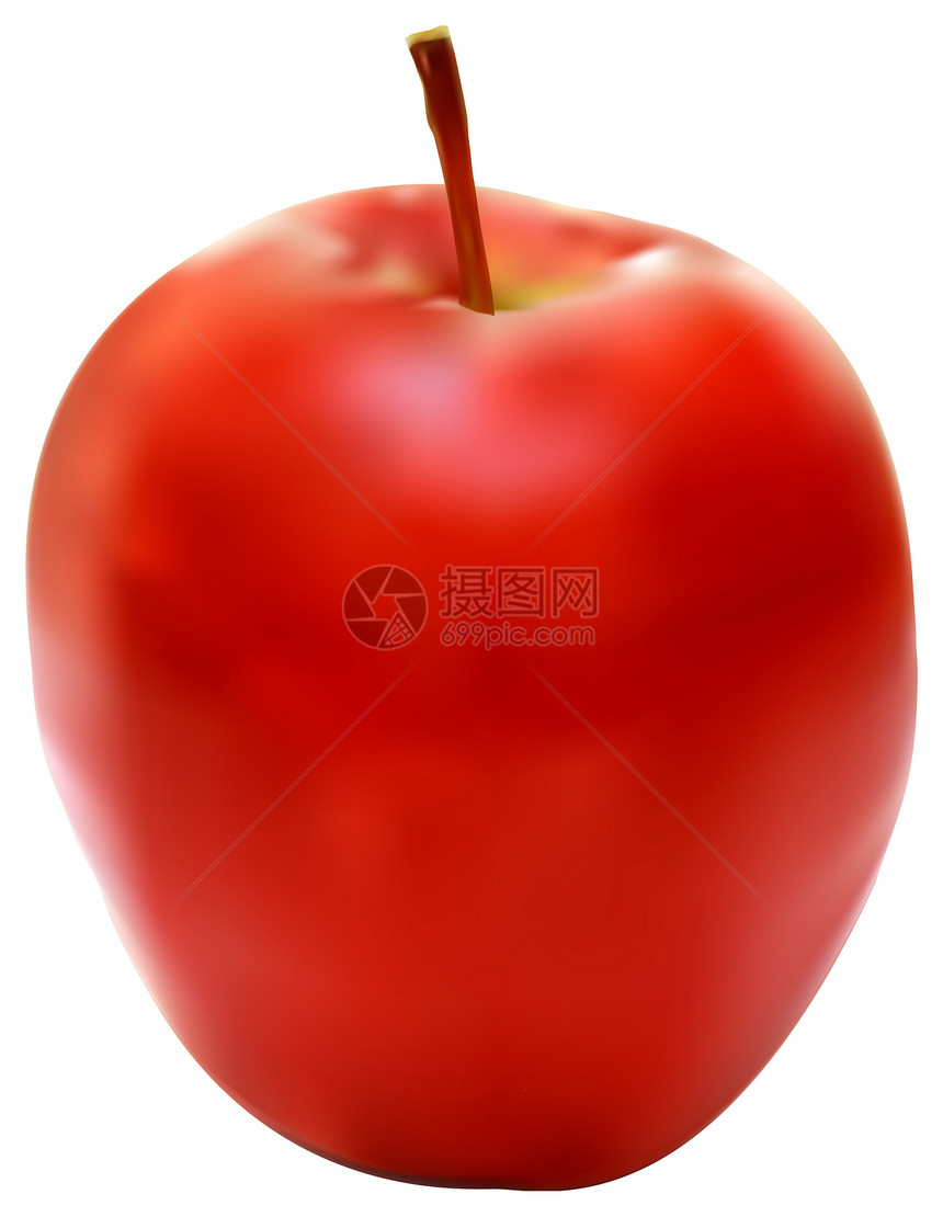 新鲜红苹果的插图植物白色水果绿色叶子甜点红色饮食食物图片