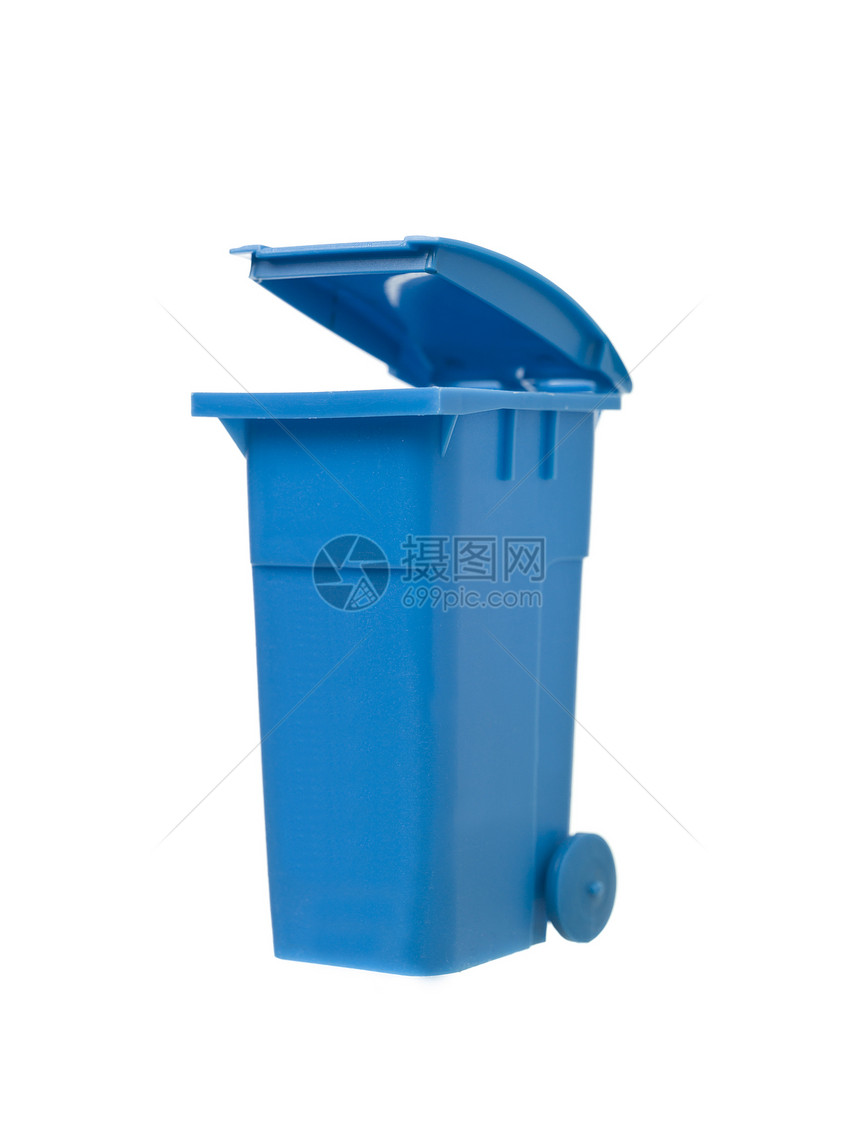 蓝回收箱白色处理环境回收站垃圾桶回收蓝色摄影塑料废物图片