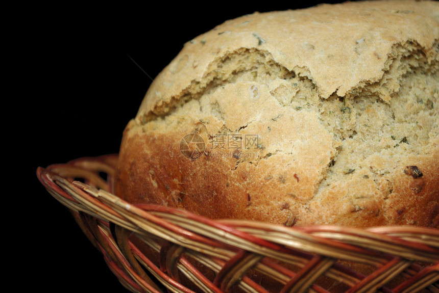 篮子里一包面包谷物美食酵母脆皮面包屑粮食工作室糕点小麦纤维图片