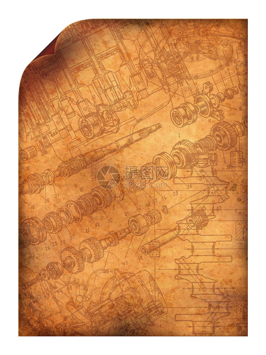 卷曲角的石板材料技术棕褐色机器工作羊皮纸边缘帆布文档插图图片