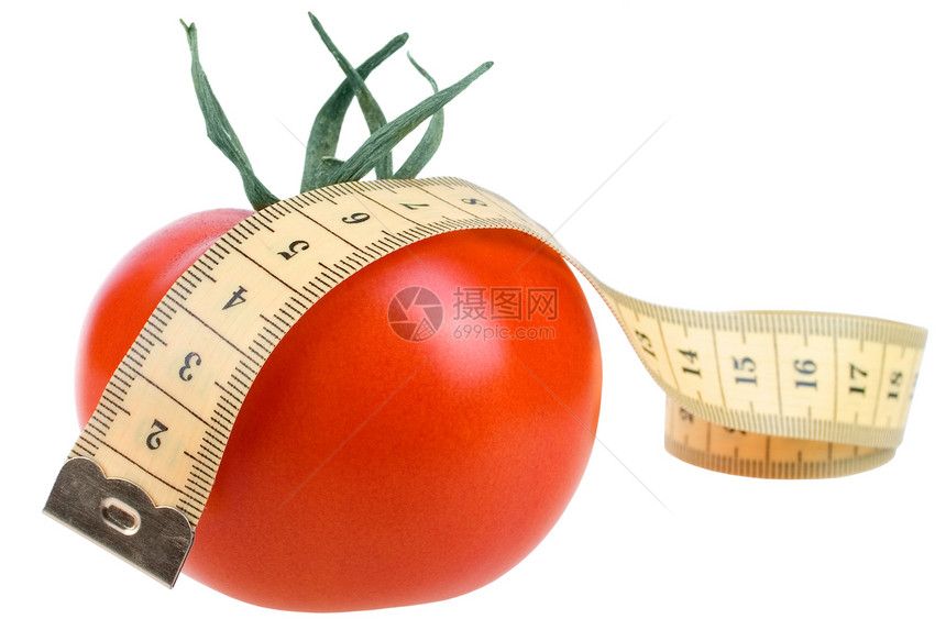 番茄维生素水果卫生磁带白色饮食食物运动绿色节食图片