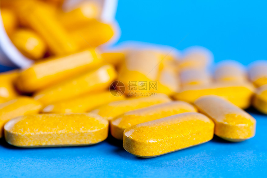 以药片形式补充科学黄色胶囊团体卫生药品蓝色福利保健疾病图片