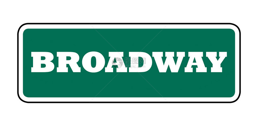 百老街牌绿色矩形指示牌街道运输地标交通图片