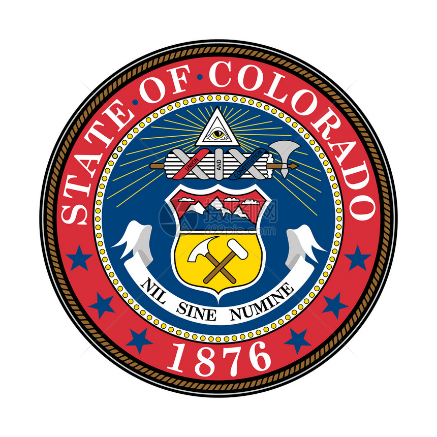 科罗拉多州海豹邮票白色图形化领土印象圆形插图图片