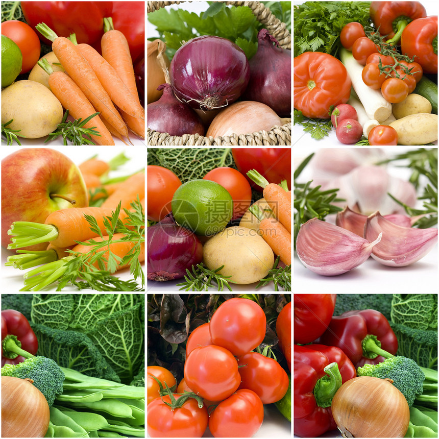 新鲜蔬菜饮食胡椒香菜收藏拼贴画沙拉收成辣椒草本植物生菜图片
