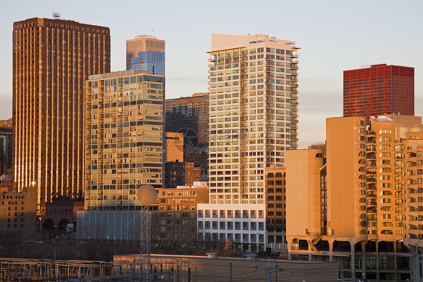 芝加哥市南区摩天大楼生意建筑日落天际图片