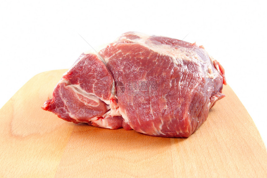 原生肉类牛扒粉色牛肉白色烹饪肩膀木板肌肉红色脖子图片