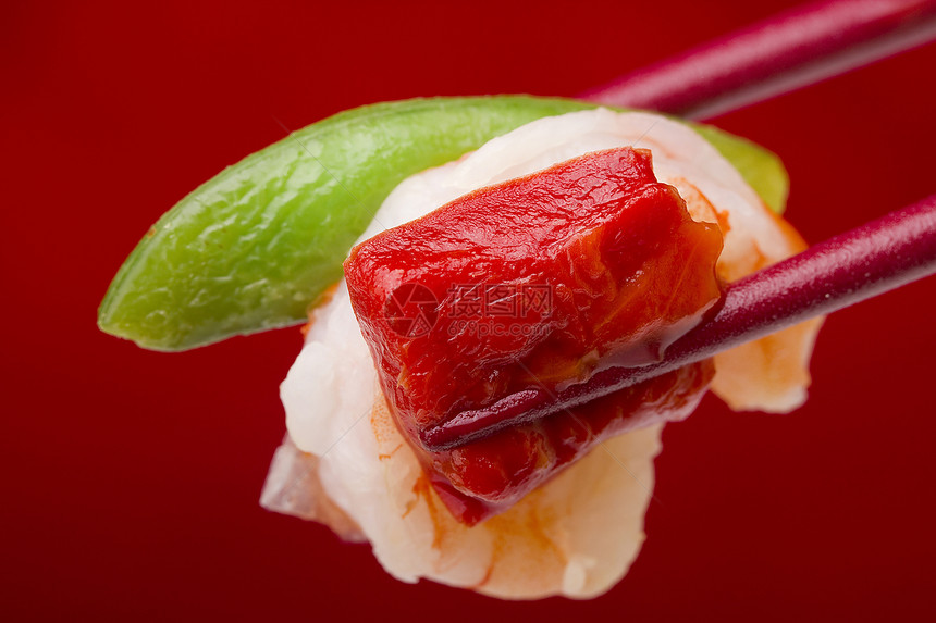 亚洲开胃菜筷子宏观午餐海鲜饮食美味文化美食沙拉红色图片