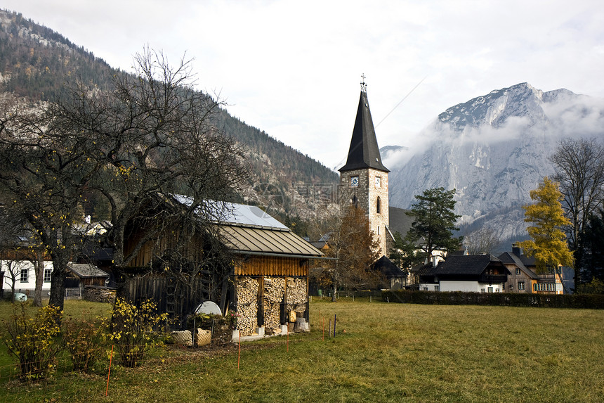 奥地利村空气房子假期建筑游客住宅遗产访问房屋天线图片