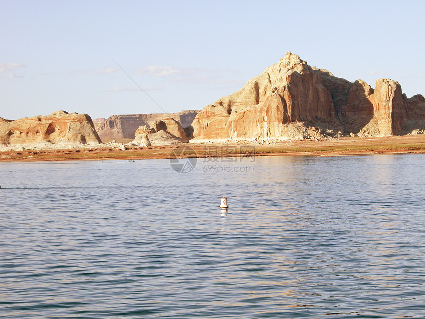 亚利桑那州鲍威尔湖幽谷娱乐反射瞄准具旅游公园编队橙子砂岩日落图片