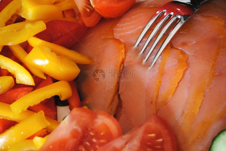 烟熏鲑鱼熏制盘子海鲜大湖美食食物图片