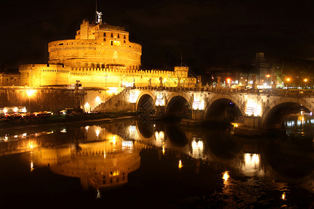在意大利罗马的圣安热洛夜高清图片