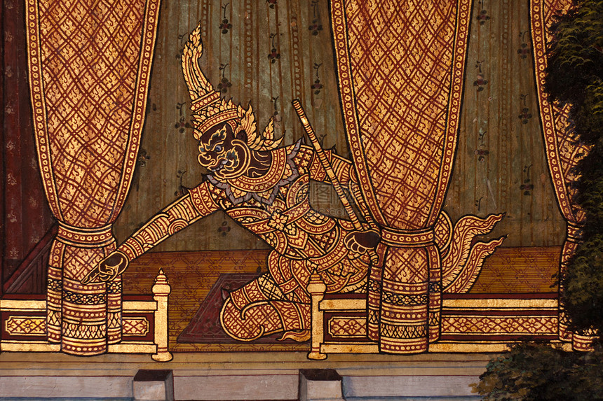 泰国模式绿色建筑艺术绘画文化场景寺庙动物宗教金子图片