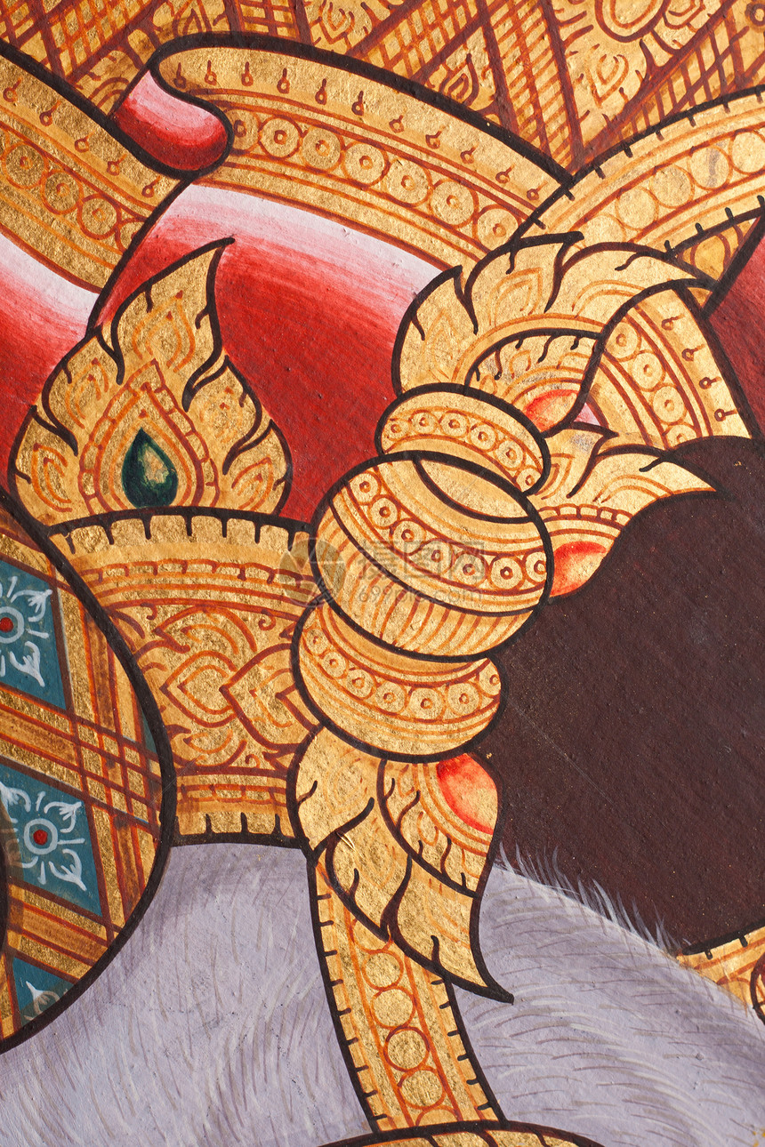 泰国模式建筑场景宗教动物艺术金子文化寺庙绘画绿色图片