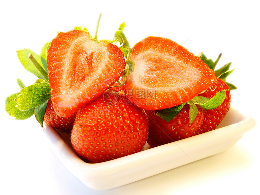 草莓水果宏观甜点浆果甜食减肥果味叶子食物食品图片