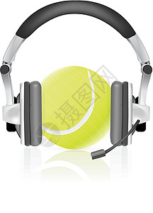网球概念麦克风竞赛手机爱好耳机运动评论员乐趣背景图片