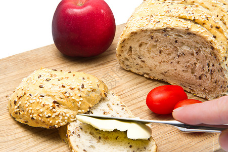 面包饼服务粮食脆皮早餐棕色面包食物红色食欲营养背景图片