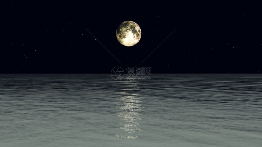 月亮月光海景天空海浪黑暗波浪液体海洋图片
