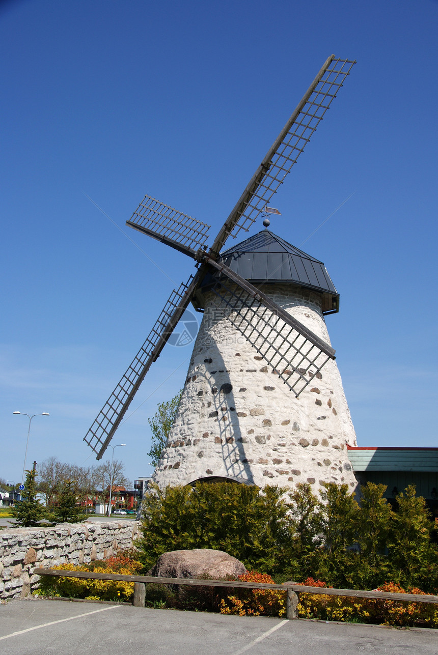 风车生产风力涡轮机旋转蓝色力量发电机农业涡轮乡村图片