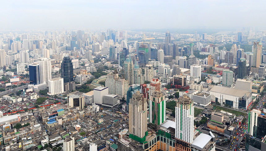 曼谷旅行摩天大楼鸟瞰图天空摄影酒店城市全景场景成长图片