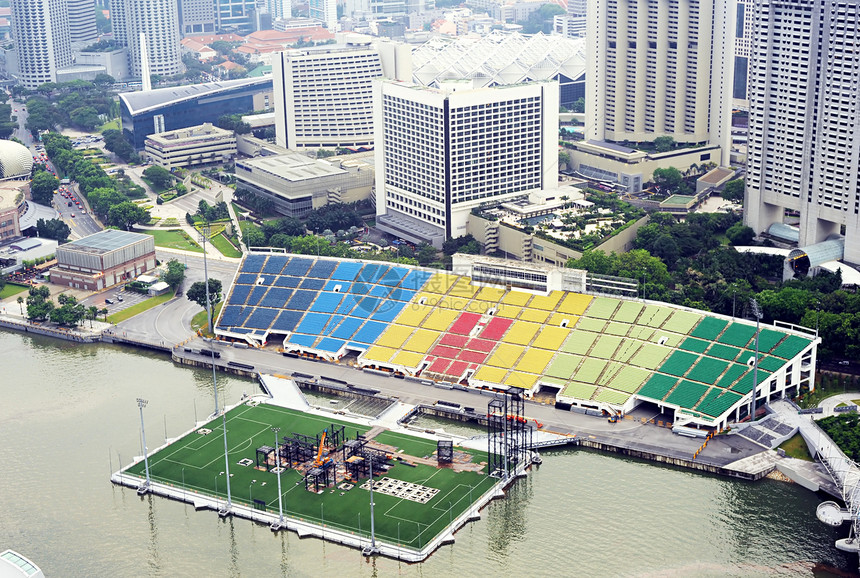 新加坡橄榄球建筑摩天大楼天际码头操场城市运动论坛鸟瞰图图片