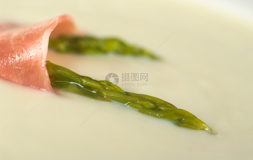 Asparagus的树丛主菜食物宏观美食水平营养午餐火腿蔬菜绿色图片