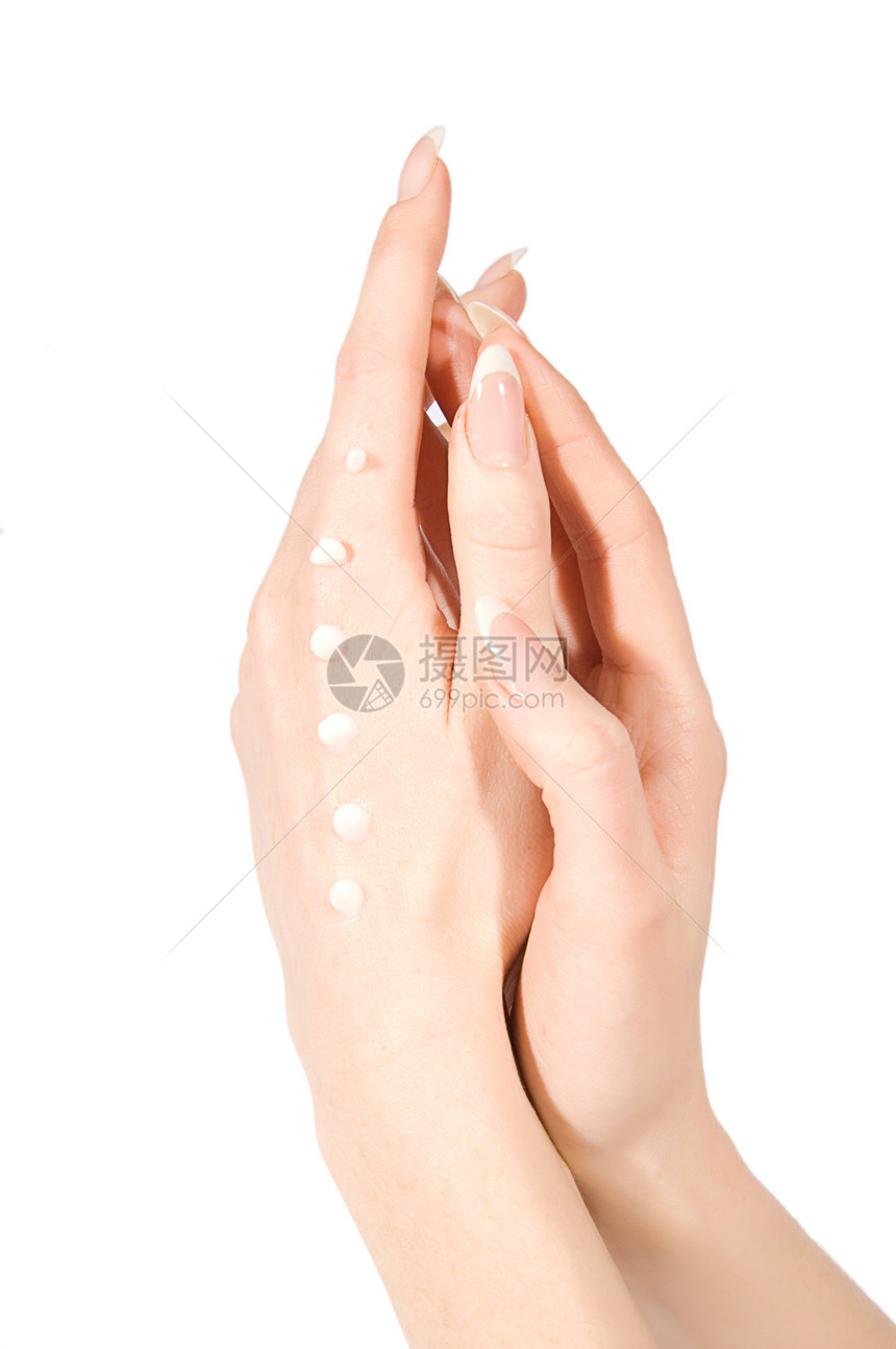 手与奶油抛光青年手指手腕女性化妆品温泉美甲指甲魅力图片