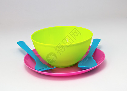 彩型塑料野餐塑料板商品厨房回收勺子杯子菜肴背景图片