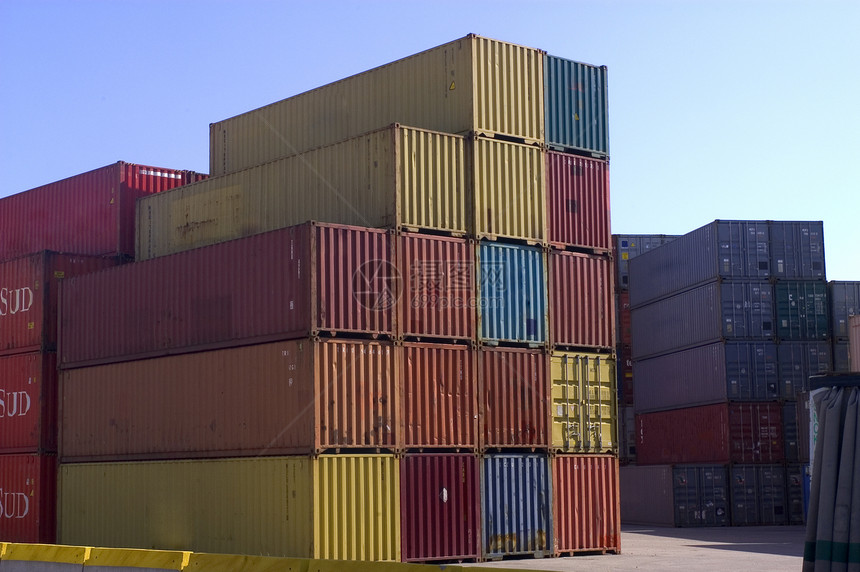 集装箱集装箱在港口托运贮存金属送货贸易国际起重机载体加载进口海关图片
