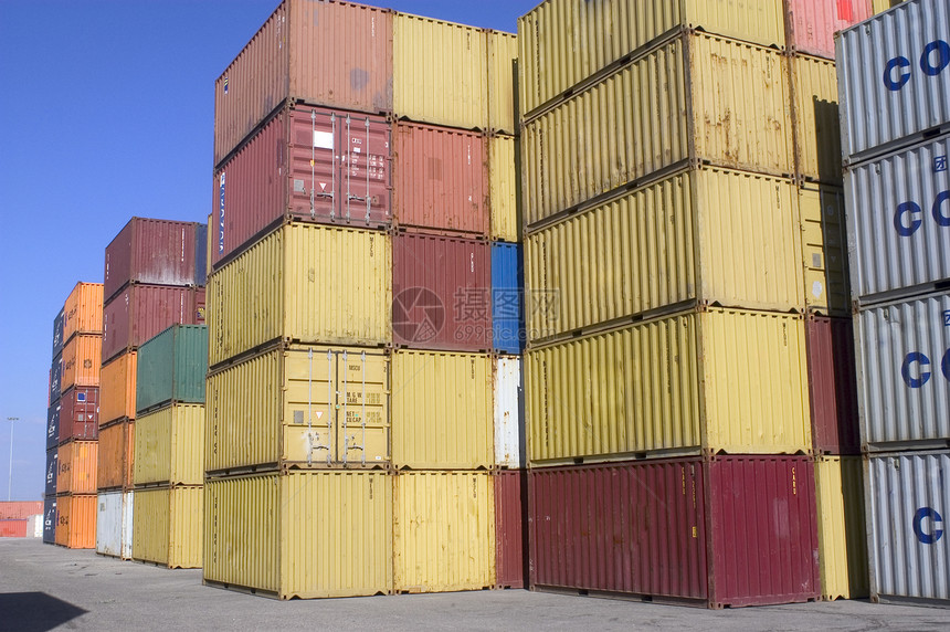 集装箱集装箱在港口托运码头血管货运商品出口海关后勤加载起重机贮存图片