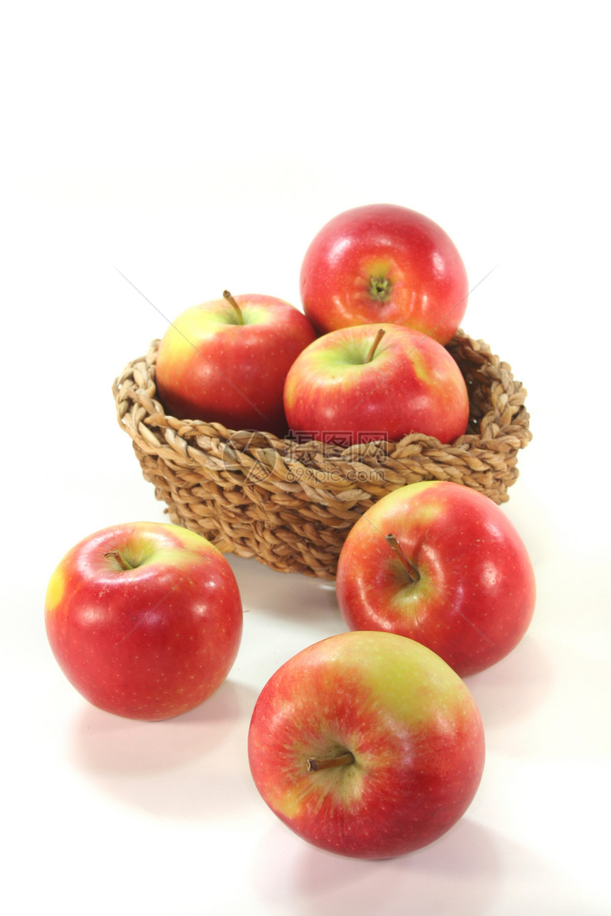 篮子里的苹果食物饮食甜点水果红色营养果汁市场绿色花园图片