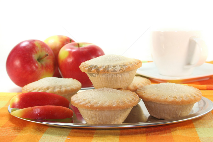 苹果塔银盘装饰果味英语甜点面团糕点水果食物图片