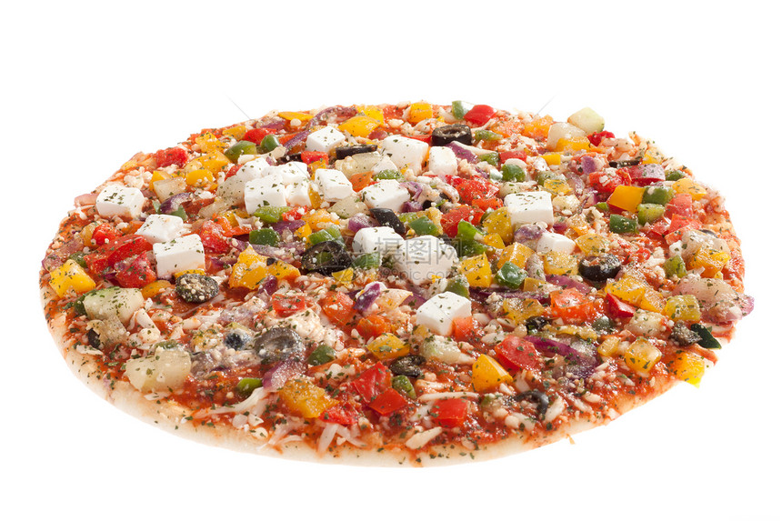 素食披萨香肠菠萝午餐营养美食宏观托盘食物面条蔬菜图片