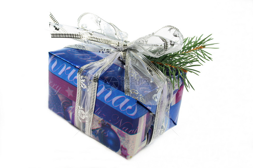 圣诞礼物礼物环形包装纸惊喜蓝色礼品图片