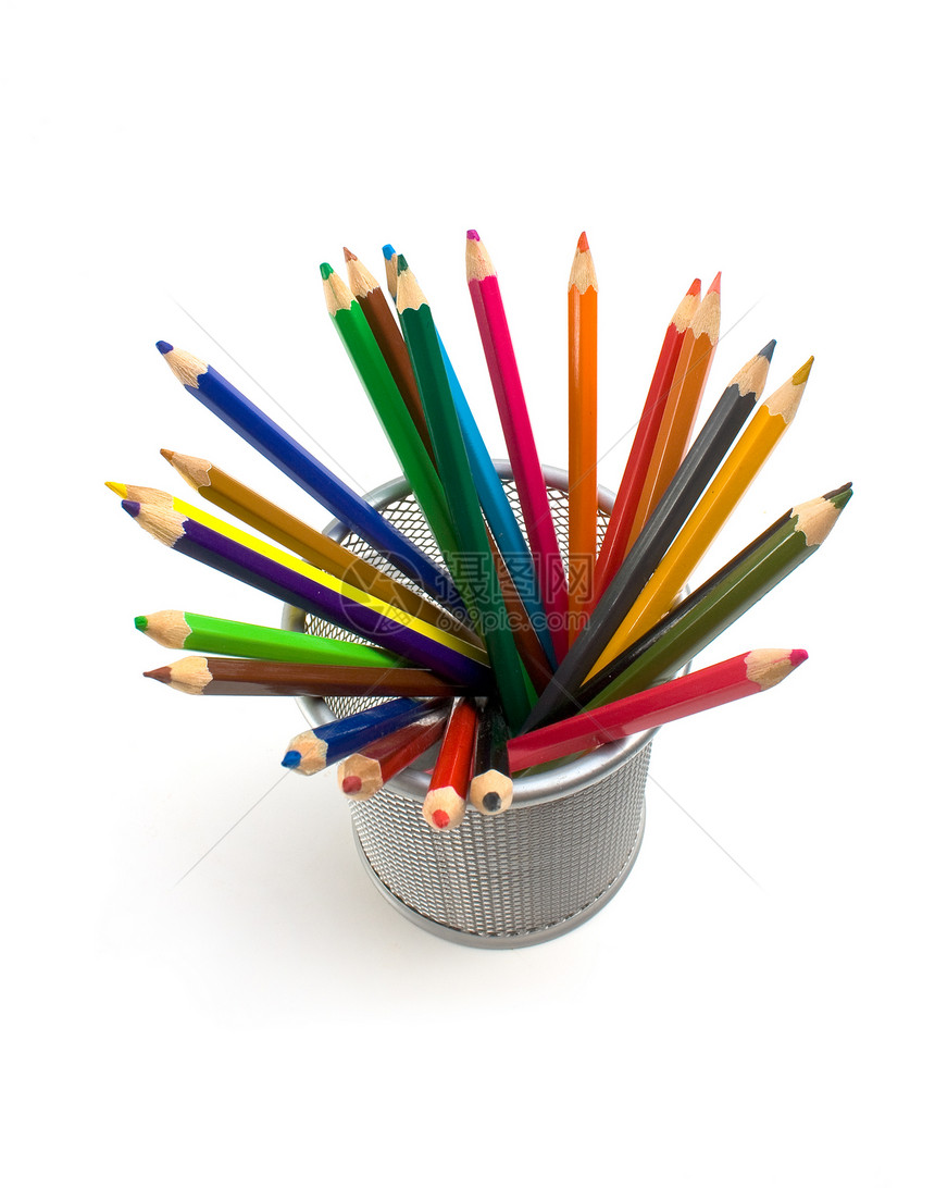 篮子中的铅笔学校艺术工具艺术家白色图片
