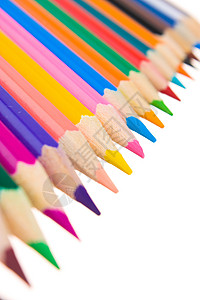 彩色铅笔艺术家白色学校工具艺术背景图片