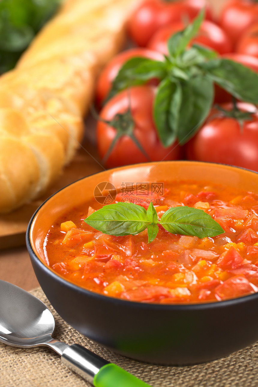 丰盛的番茄汤食物午餐叶子照片蔬菜草本植物红色营养图片