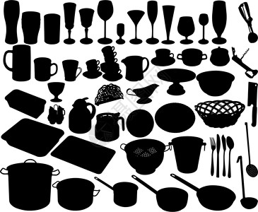 陶瓷用具厨房配件用具飞碟艺术黑色勺子陶器玻璃陶瓷团体盘子设计图片