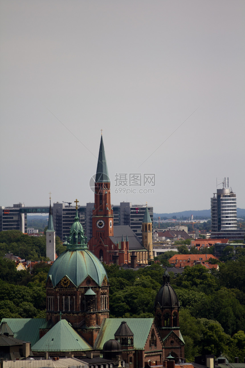 慕尼黑市风景教会建筑学旅行大教堂地标建筑历史城市大厅广场图片