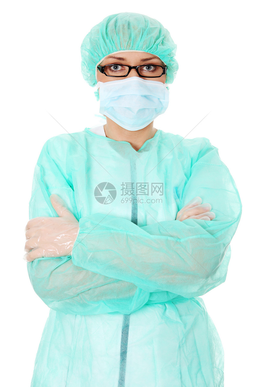 女性外科医生或护士的肖像职员工作科学手术专家诊所护理女孩工人帽子图片