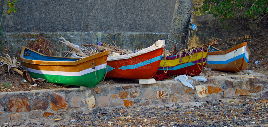 印度米森里岛的渔船独木舟图片