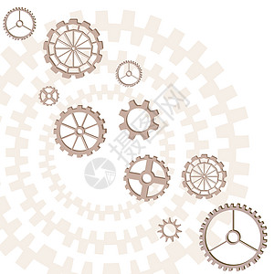 齿轮边框双拼齿轮小时工业技术发条插图边框方案构架力学机器插画