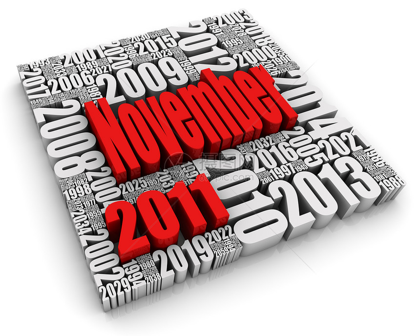 2011年11月白色形状红色3d日期日历文字一个字图片