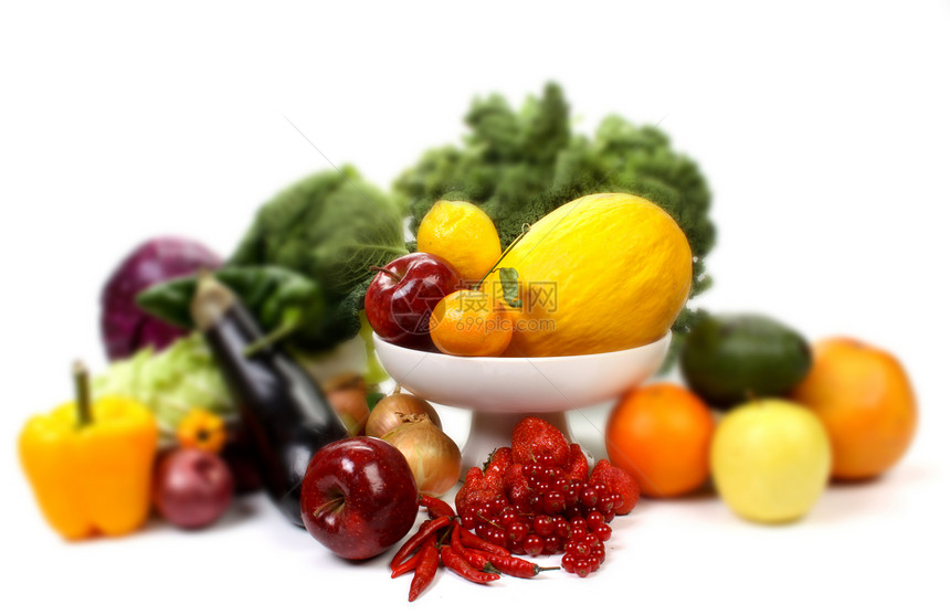 水果和蔬菜白色食物图片