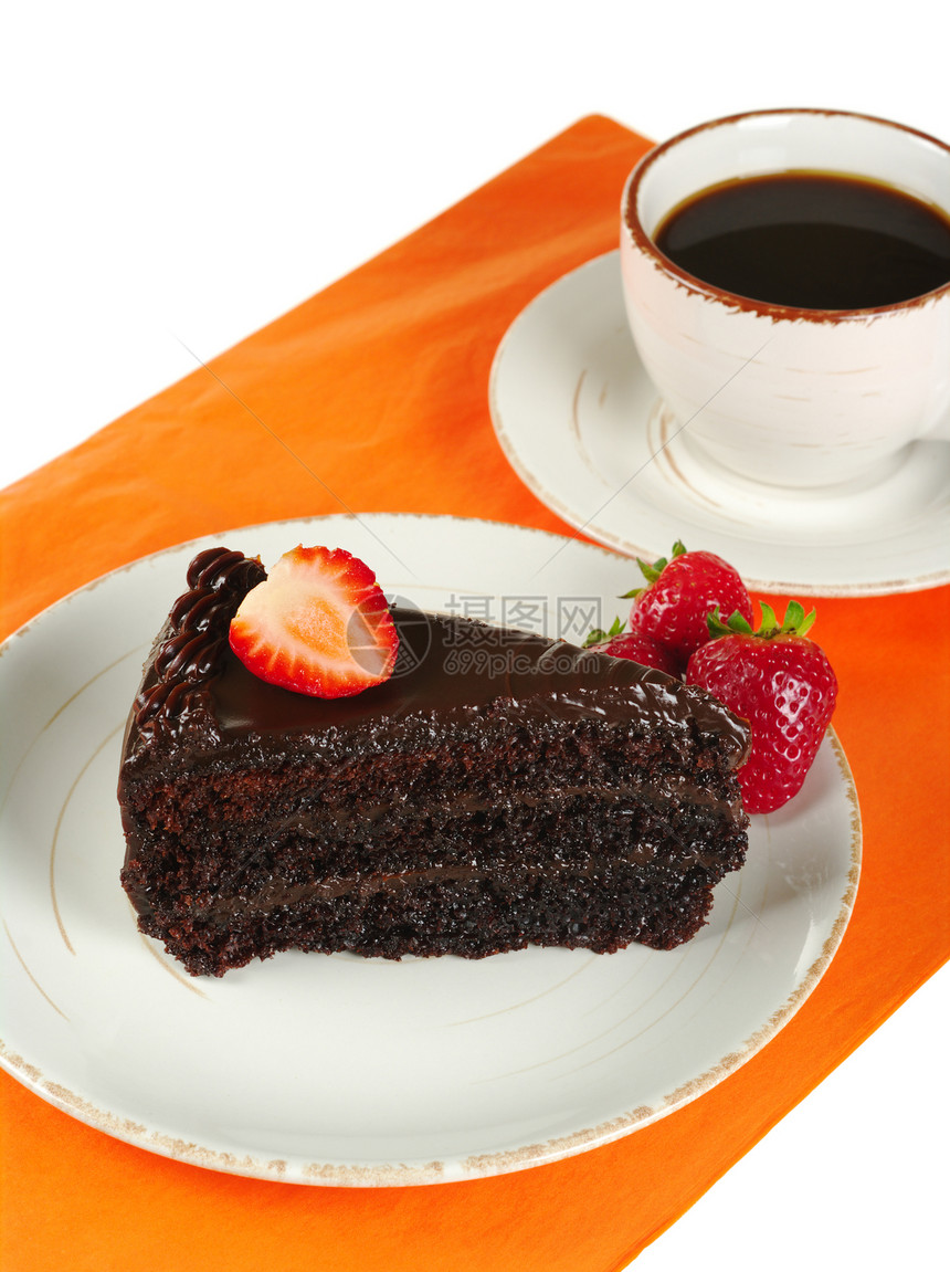 巧克力蛋糕加咖啡巧克力饮料奶油杯子食物盘子糖果甜点水果糕点图片