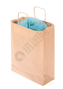 纸购物袋销售店铺零售蓝色把手商品组织礼物解雇展示背景图片