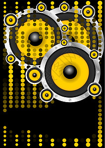 A 背景音响舞蹈音乐技术插图低音传单黑色扬声器系统背景图片