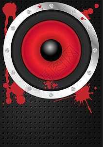 A 背景黑色音乐技术舞蹈扬声器喇叭红色传单金属插图背景图片