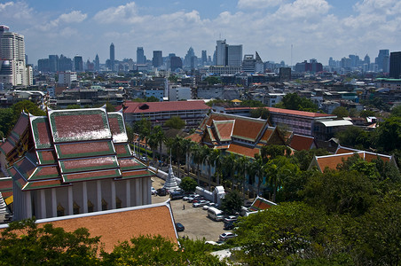 曼谷观点首都旅游建筑市中心城市建筑学景观基础设施天际旅行背景图片